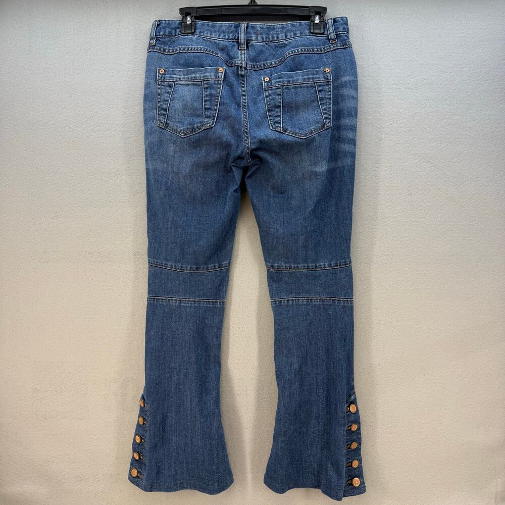 Free People Jeans Women's 29 (8) Blue Skylar Button Flare Moto Jeans - Picture 2 of 13